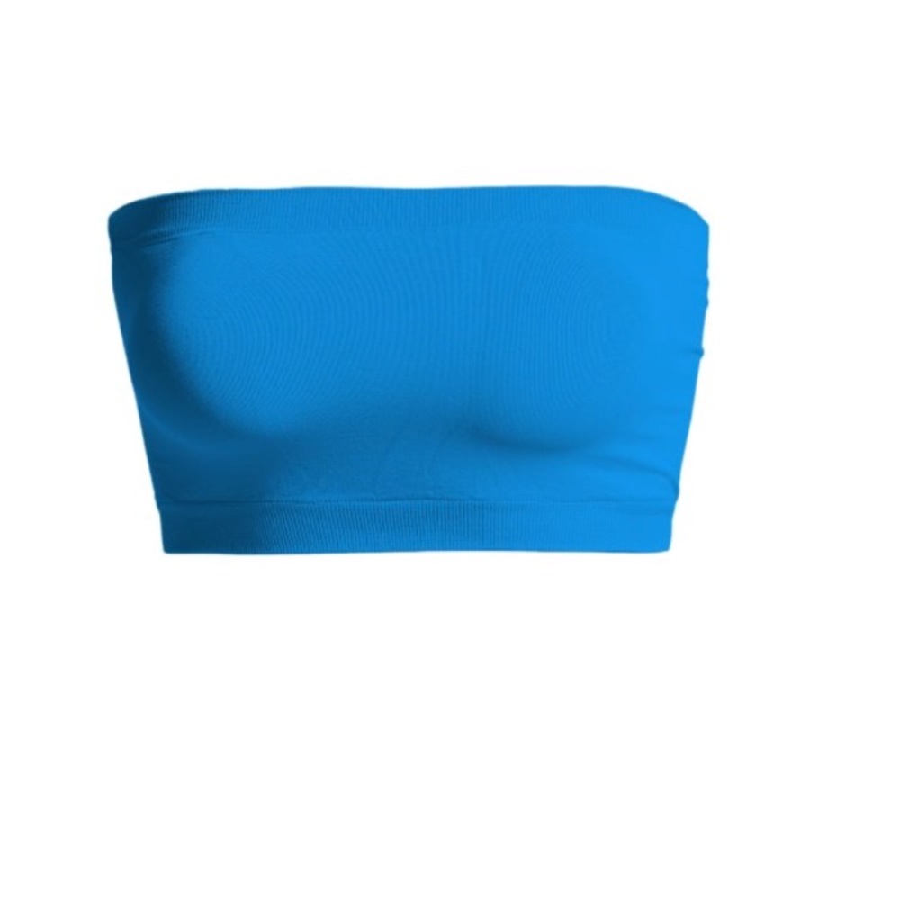 Seamless blue bandeau bra